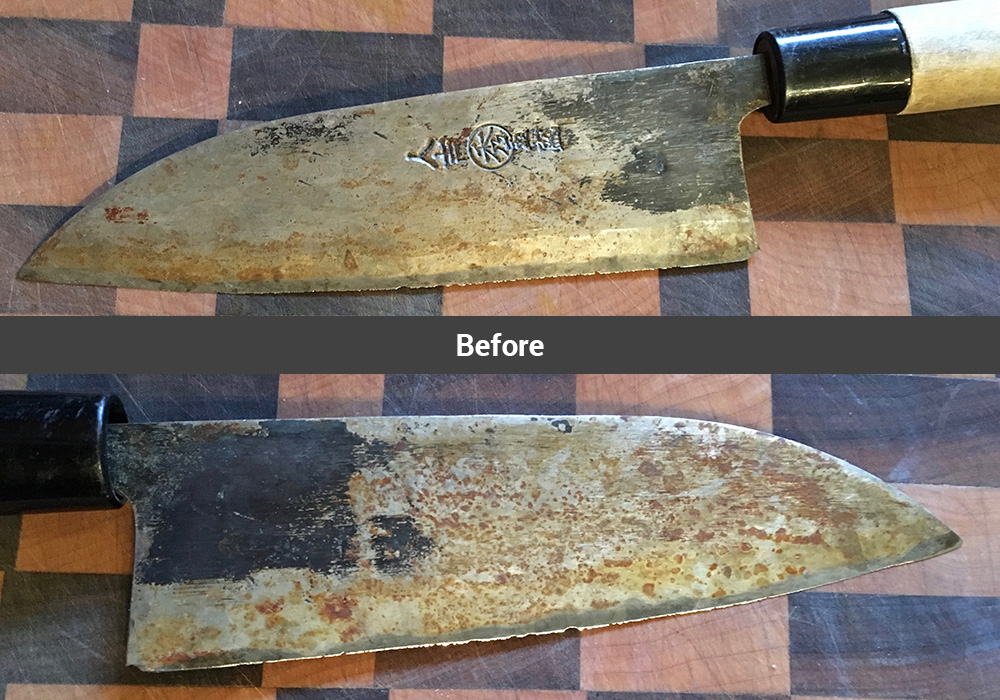 Japanese knife before hand sharpening
